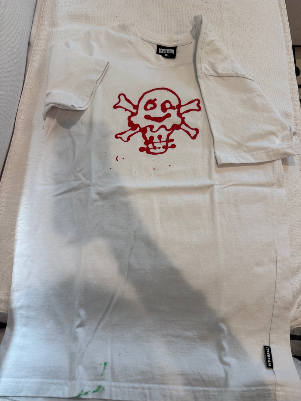 Icecream White Tee with Red Skull Graphic